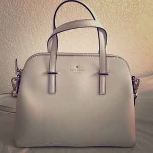White Kate Spade crossbody.  11”x9.5”